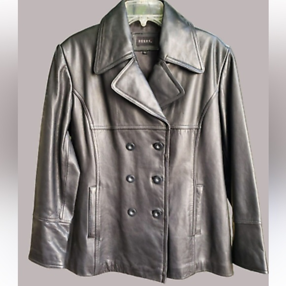 Guess Black Genuine Leather Double Breasted Jacket - Picture 4 of 16